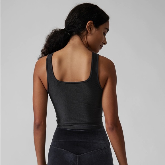 ATHLETA SHANTI SHINE CROP TANK TOP IN BLACK NWT and NWOT - Picture 2 of 4